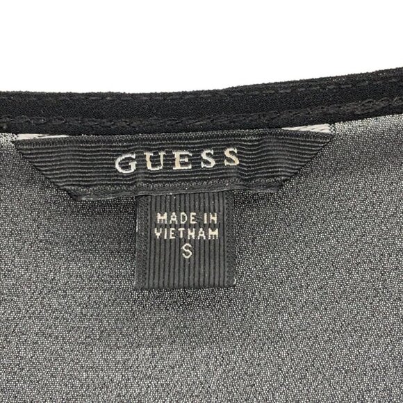 Guess Black Lace Chevron Sheer Short Sleeve Top size S - Picture 4 of 16